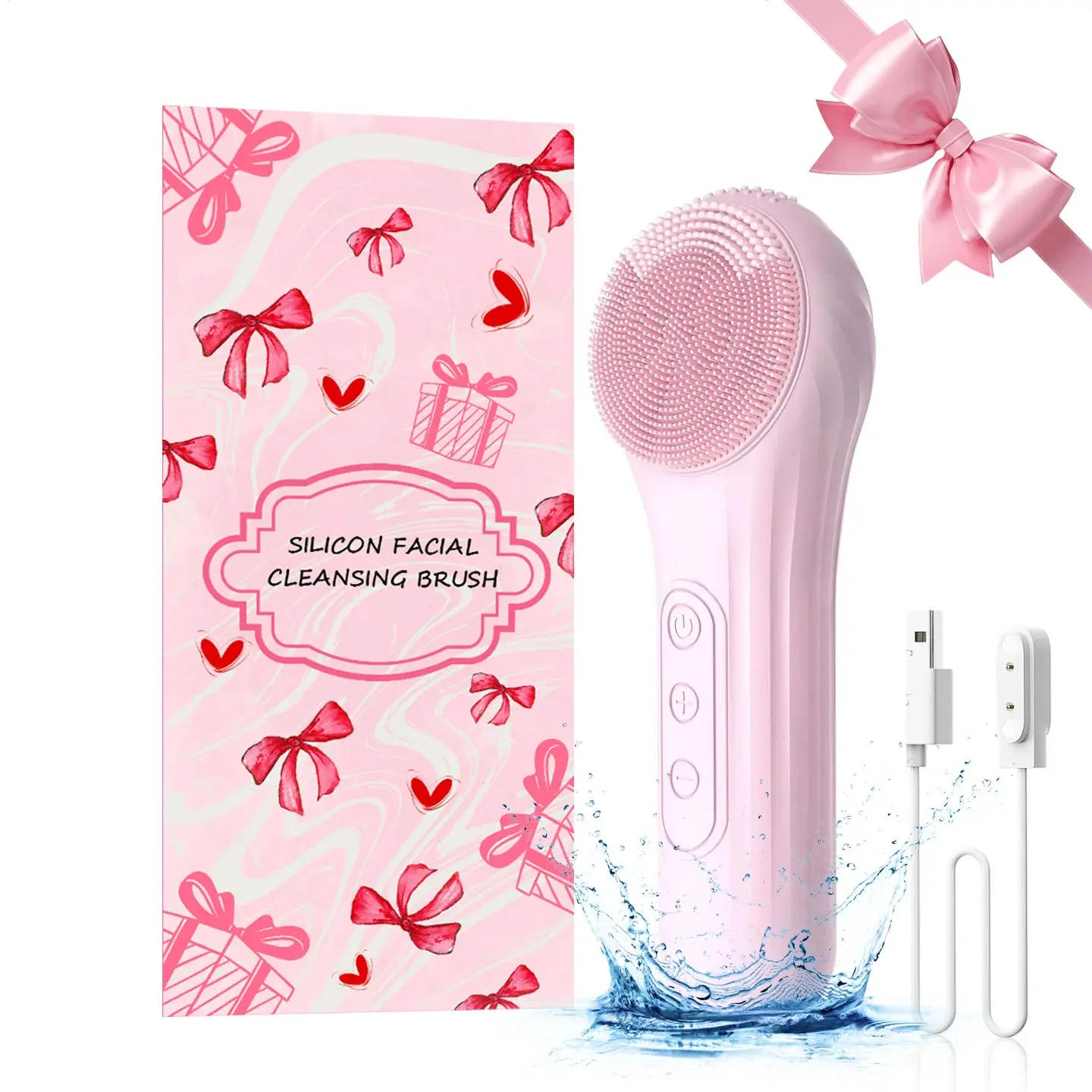 【Mosnami】Electric Facial Cleansing Brush,Rechargeable Face Scrubber & Constant Temperature Heating，Deep Cleaner & Massager for Home/Spa，Professional Skincare Products,Facial Cleansing Tools,Facial Cleansing Instrument,Gift for Women/Men