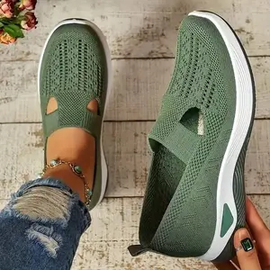 2025 New Summer Women's Half-Linen Slip-On Shoes, Featuring Soft Soles, Breathable Mesh Design, Casual Comfort, Non-Slip, Lightweight, And Odor-Resistant Properties.