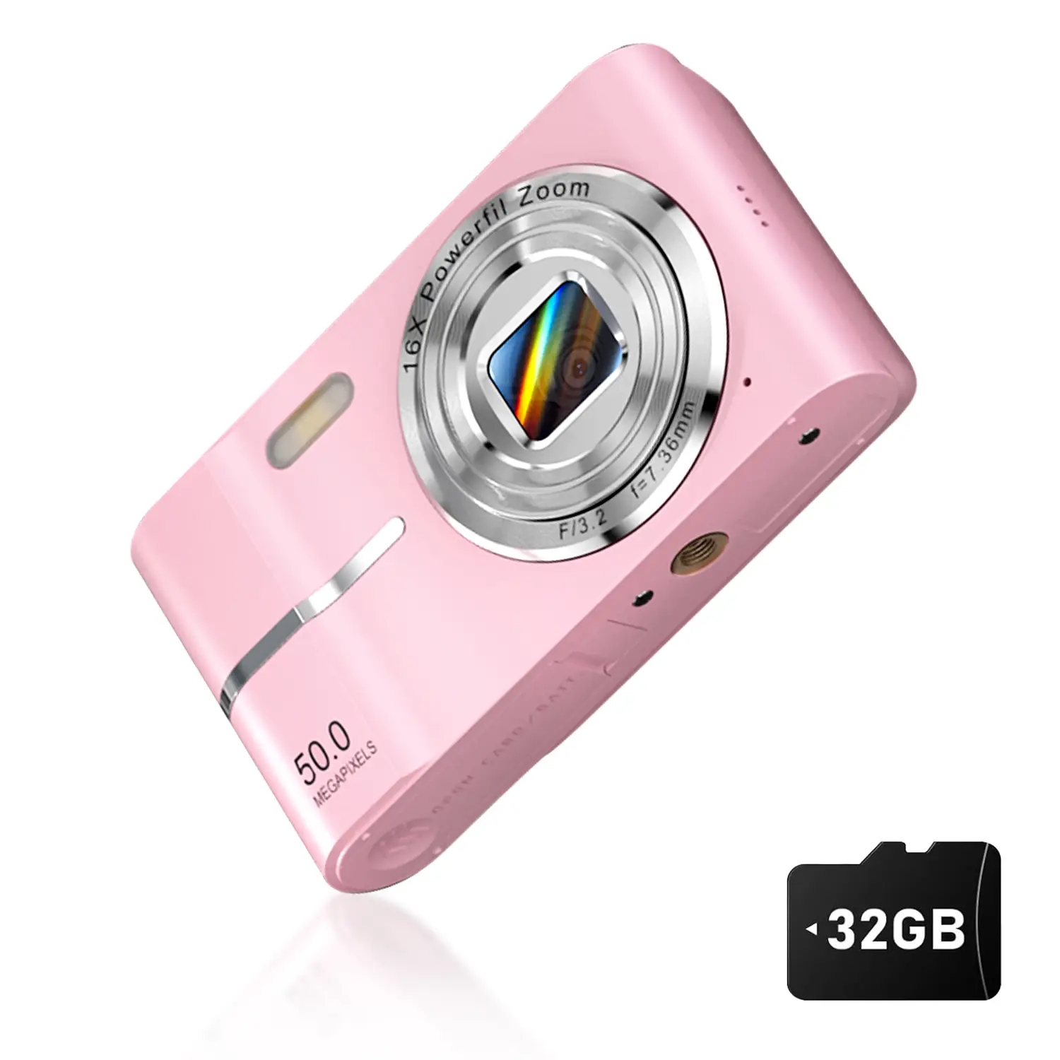FHD 1080P Digital Camera with SD Card, 16X Digital Zoom Camera, Portable Mini Camera for Teenagers Students Boys Girls, Point and Shoot Camera for Gif