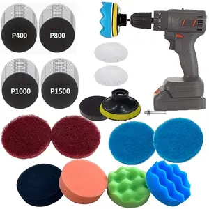 53-Piece Car Headlight Repair Kit, Drill-Driven Polishing Set, Includes Sandpaper, Cloth, Adapter, Sponge Pad, for Headlight Cleaning and Restoration