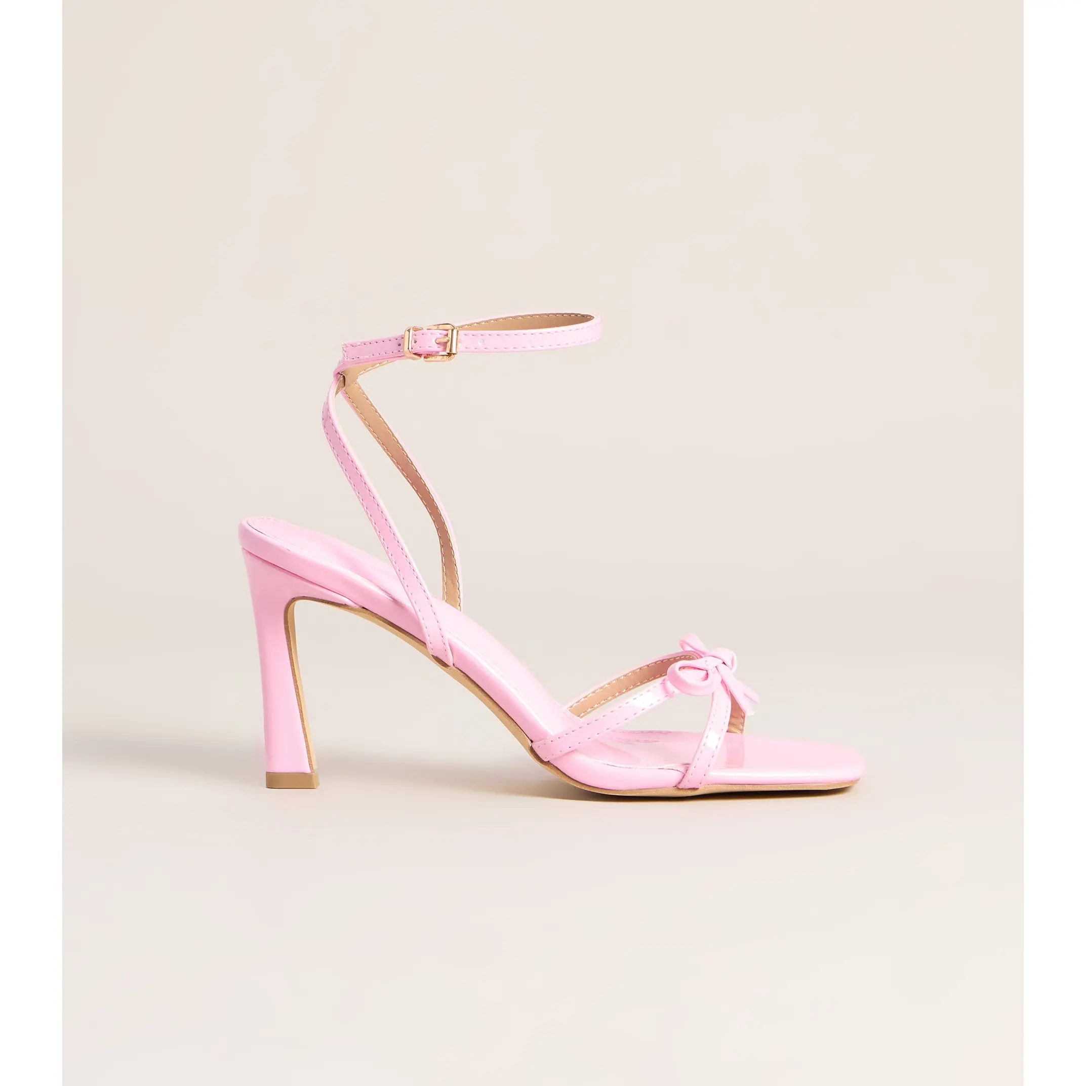 Glossy Glam Bow Strap Stiletto Heels
