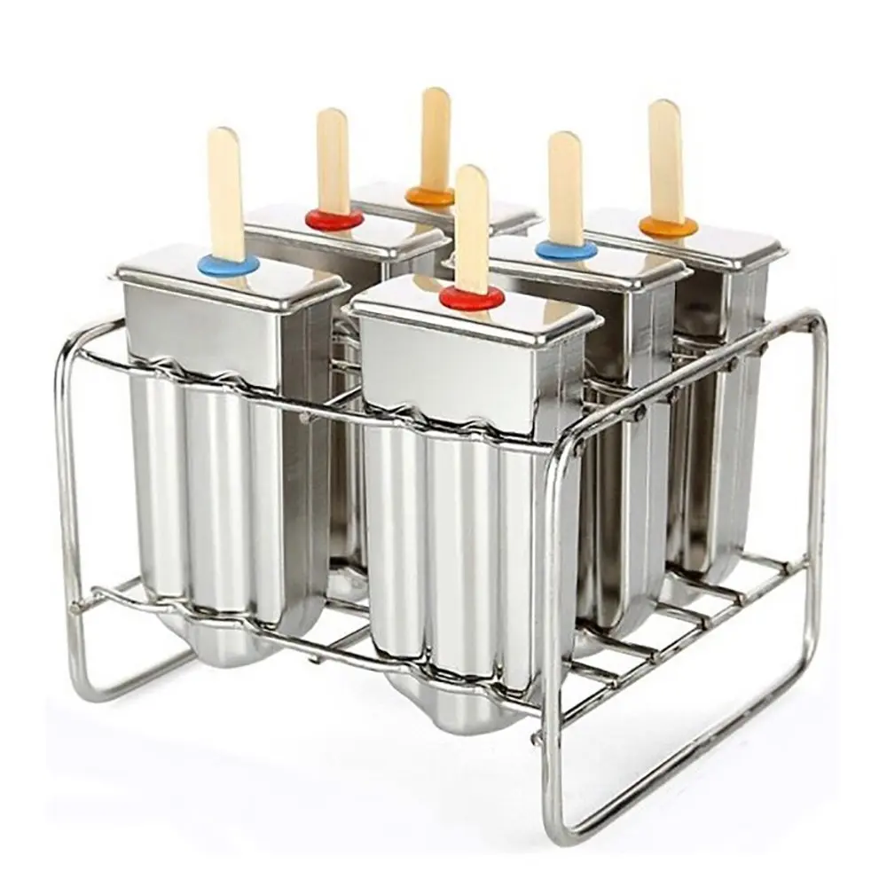 Stainless Steel Ice Cream Mold Set, Modern Minimalist Design, Reusable DIY Popsicle Molds, Kitchen Gadgets, Kitchenware, Perfect for Summer Parties, Popsicles Molds, 6/10 Pieces