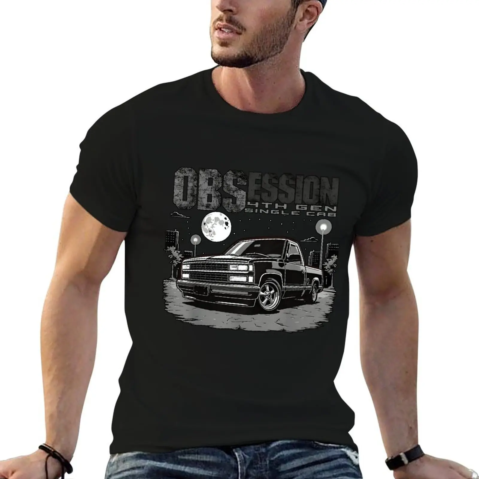 OBSession 4th Gen Single Cab Retro Truck Graphic T-Shirt Classic Pickup Enthusiast Tee Fitted Short Sleeve Crew Neck Casual Summer Medium Length