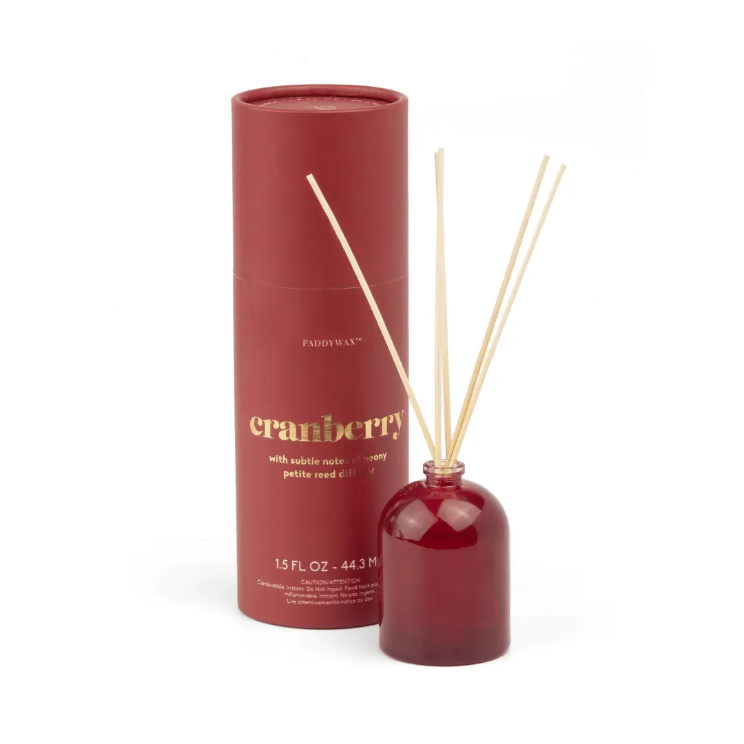 Cranberry Fragrance Glass Diffuser - Gold Foil, 1.5 oz, Flip Reeds, Woody Aroma Scent Freshener, Ideal for Gifting