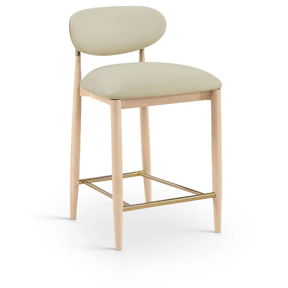Riccio Taupe Vegan Leather Upholstered Stool