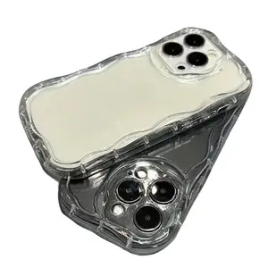 COOL BLACK Minimalist Clear Phone Case for iPhone 17/16/15/14/13/12/11 Pro Max/Pro/Air/Plus/Xs Shockproof TPU Wave Edge Full Protection Cover Unisex Durable Smartphone with Heat Dissipation Cellphone Protective Case Casing Protector