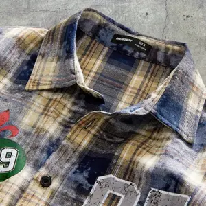 Manfrotto Graphic Button Tees - Plaid Design with Number 9 and Lettering Detailing Casual Menswear Shirts Tops