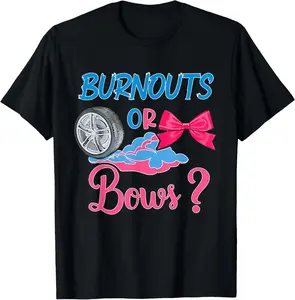 Burnouts or Bows? - Fun Gender Reveal Design T-Shirt