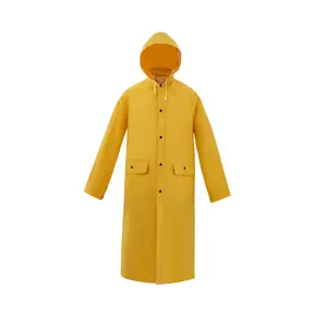 212 MAIN Unisex Heavy-Weight Rainproof Waterproof Raincoat - Yellow, Extra Large, All-Seasons Rainwear with Detachable Hood and Storm Fly Snap Closure