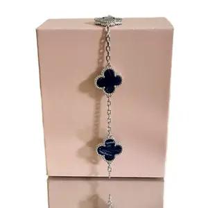 925 Sterling Silver 18k White Gold Plated 15mm Clover Bracelets