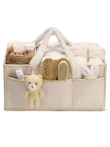 Baby Diaper Caddy Organizer with Handle, Boy & Girl Shower Gift Basket, Portable Diaper Storage Basket Bin, Car Caddy Organizer