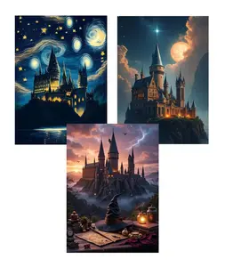 3 Pack Magic Castle 5D Diamond Painting Kits for Beginner,DIY Magic Hat Gem Art Full Drill Diamond Dots Crystal Craft Kits for Home Wall Decor Gifts