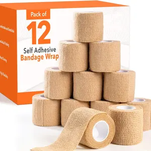 12-roll pack of medical-grade elastic adhesive bandages Elastic bandages for securing football and basketball equipment Ankle, wrist, knee, elbow, and finger supports