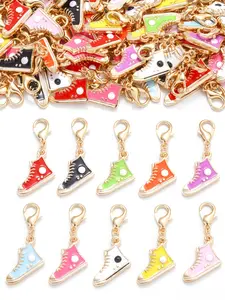 10 Piece Mixed Mini Canvas Shoe Keychains, Stylish Keychain, Bag Accessories, Keychain for Bags, DIY Bracelet Making, Festival Party Gift, Holiday Keychain
