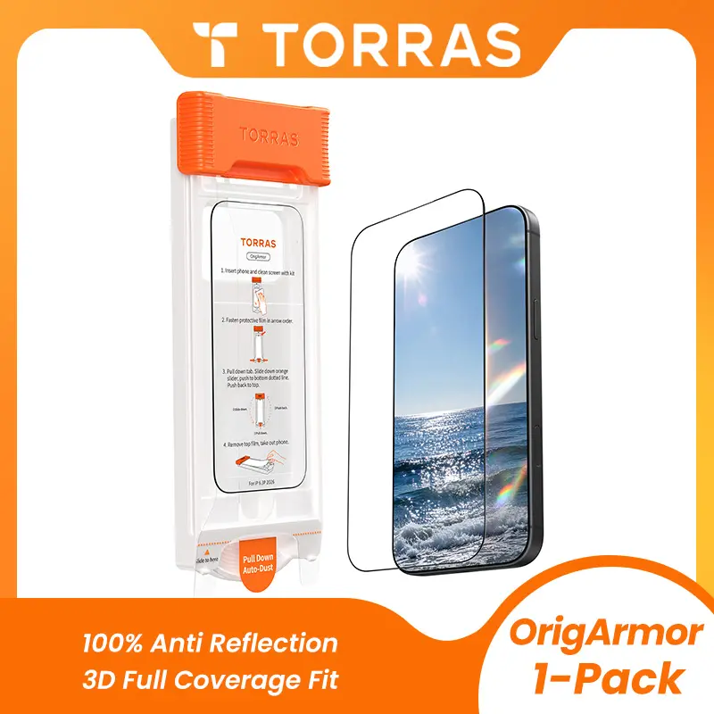 TORRAS OrigArmor iPhone 18 Pro Max/18 Pro Screen Protector, 100% Anti-Reflection 3D Full Coverage Tempered Glass