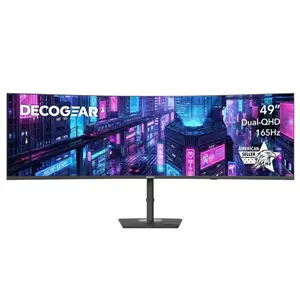 Deco Gear 49" Curved Ultrawide DQHD Monitor, 5120×1440 165Hz 1500R, USB-C 65W KVM, HDR Adaptive Sync, Dual HDMI 2.1, DP 1.4, Speakers, Ergonomic, American Seller