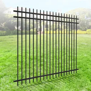 Fencer Wire Heavy Duty Pinnacle Fence Barrier Panel, 6FT Height X 8FT Width Anti-Rust Metal Fencing Panel, 2” Diameter Steel Outdoor Decorative Garden Fence Panel for Yard, Pool, Patio, Pack of 1/5/10