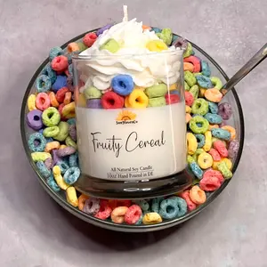 Fruity Cereal Candle. Dessert candle gifts. Birthday candle ideas. Food candle. Cereal candle. Fruit loops candle.