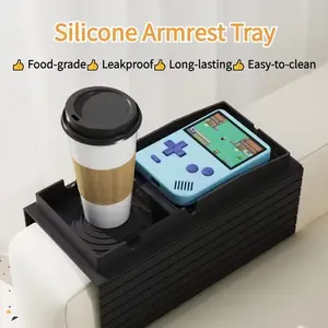 Silicone Armrest Tray, Sofa Cup Holder, Non-Slip, Durable, Holds Phone, Snacks, Remote, Home Gift, Practical Storage Rack