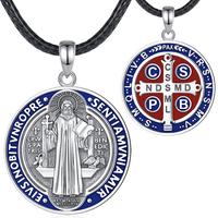 Oxidized Round Blue Accent St. Benedict With NDSMD