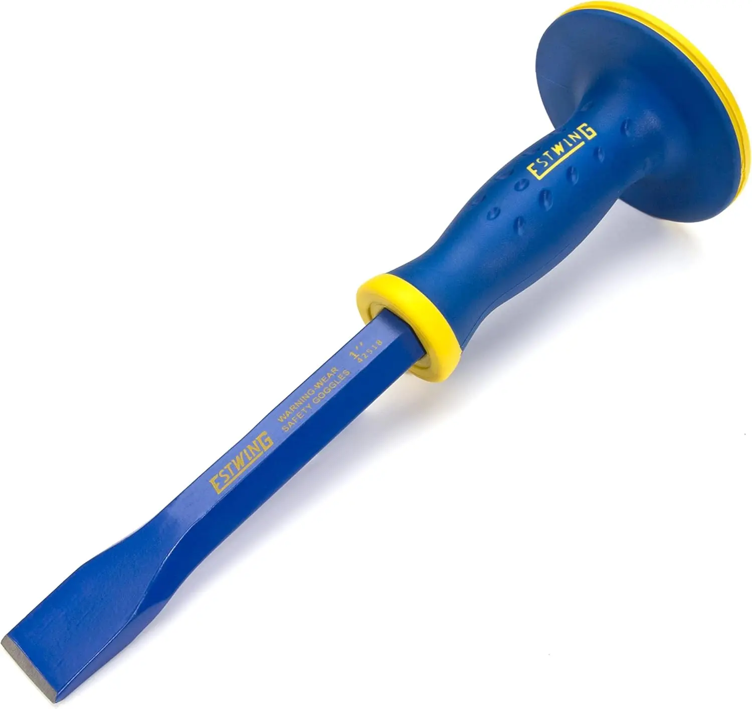 Estwing 1-Inch Wide Hex Shaft Cold Chisel with Protective Hand Grip Guard