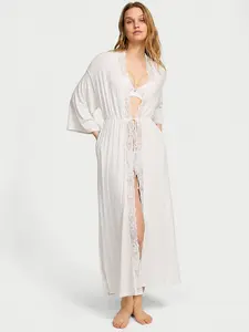 Victoria's Secret SoSoft™ Modal Ribbed Lace-Trim Long Robe