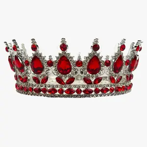 Corona Shangó Santería Corona de Santos Sangó Orisha Yoruba Religión (2.1" altura 5" diámetro inferior - Talla única) artículos para hacer Santo Ifa Religiosos Rituales Chango Rojo elegante rhinestone Religious Ornaments Decor
