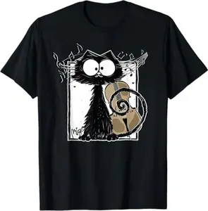 Funny Cat With Cello And Music Notes T-Shirt