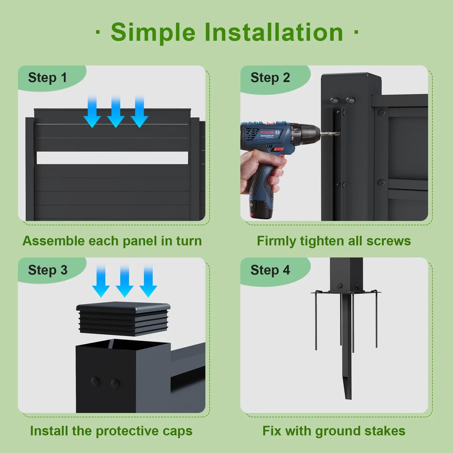 Metal Decorative Fences for Garden Backyard Patio Outdoor Privacy Screens Trash Can Enclosure Air Outdoor Furniture