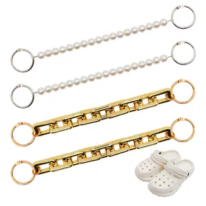 2PCS Shoe Chains Pearl Ring Accessory Bag Charms Chain for Shoes Decoration Sandals for Women Girls Man Party Favors Birthday Gifts