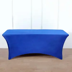 Stretch Spandex Rectangle Fitted Table Cover 96"x30" Royal Blue - Wrinkle Free Form-Fitting Tablecloth