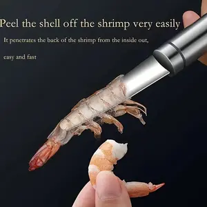 1pc Stainless Steel Shrimp Deveiner Tool, Shrimp Meat Cleaner Peeler, Seafood Shell Cutter, Portable Shrimp Line And Shrimp Intestine Cleaning Tool, Easy Cleaning Kitchen Gadget, Suitable for Lobster And Prawn Preparation