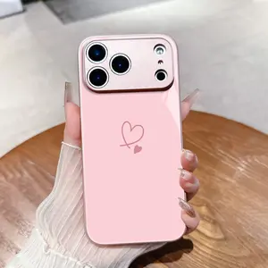 Simple artistic pink graffiti love pattern phone case Cover for iPhone 17 16 15 14 13 12 11 X XS XR Pro Max Plus Air series, ideal birthday or new year gift for friends, family and loved ones
