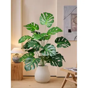 Artificial Monstera Plant 40cm 9 Leaf 65cm 18 Leaf Fake Green Foliage Adjustable Stem Realistic Texture For Home Living Room Garden Wedding Indoor Decor No Maintenance Potted Fake Plant Accessory