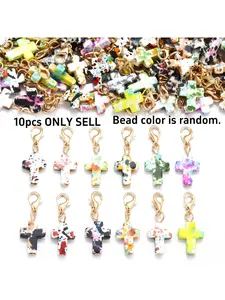 Multi Color Resin Cross Turquoise Pendants 10 Pcs Beads DIY Keychain Keyring Craft Supplies