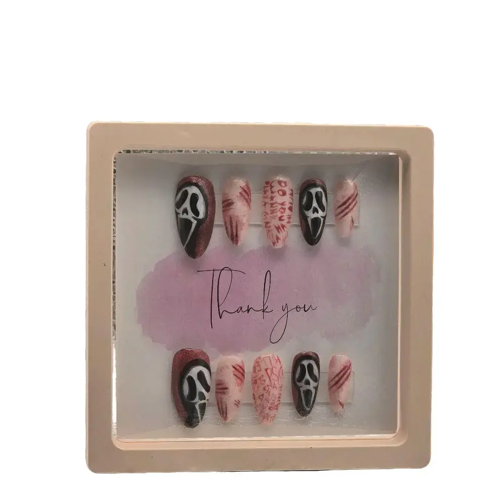 Ghostface Themed Nails - Halloween Nail Art with Unique Ghostface Design - Perfect for Spooky Season