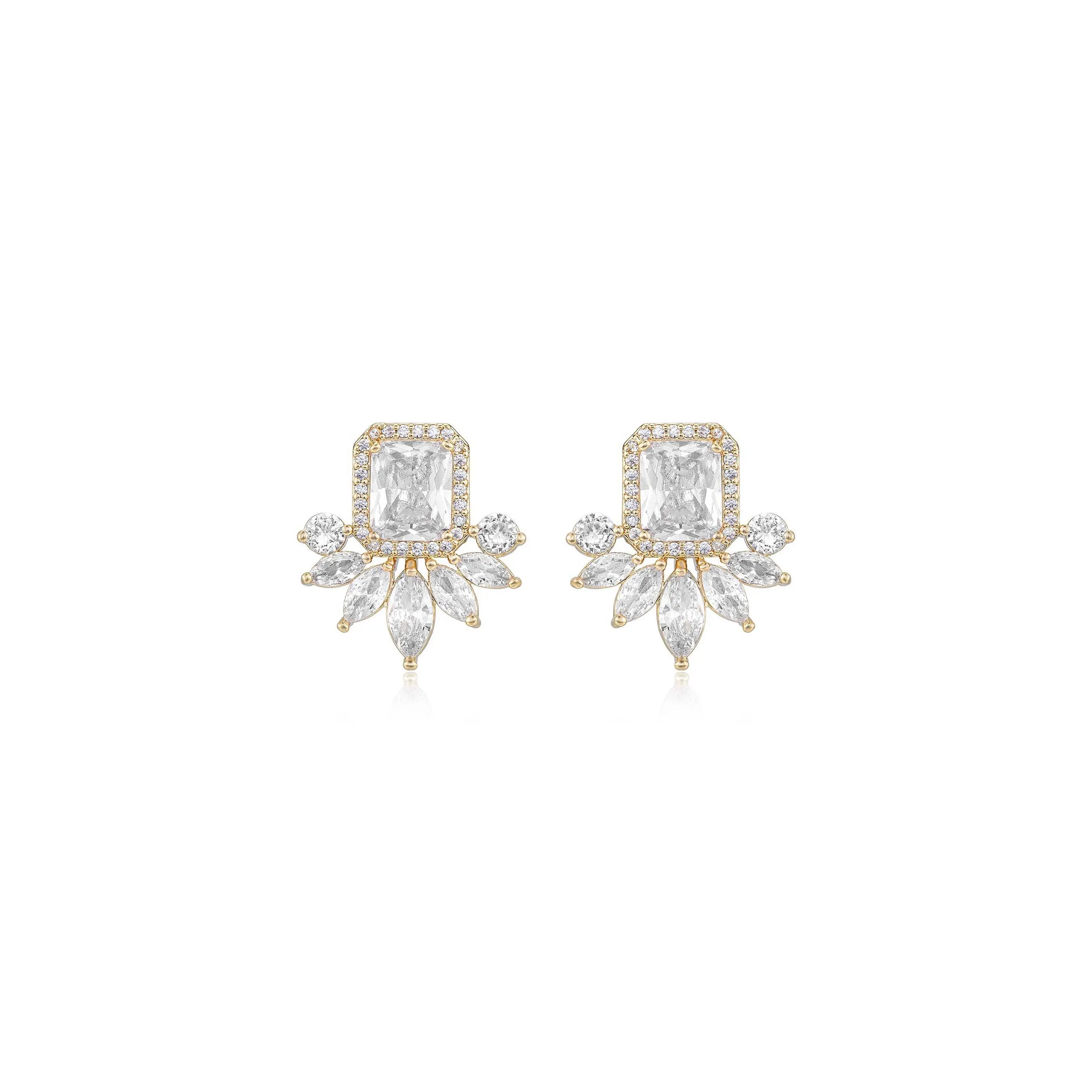 Ettika Shine Crystal Stud Earrings with Elegant Design and Sparkling Finish