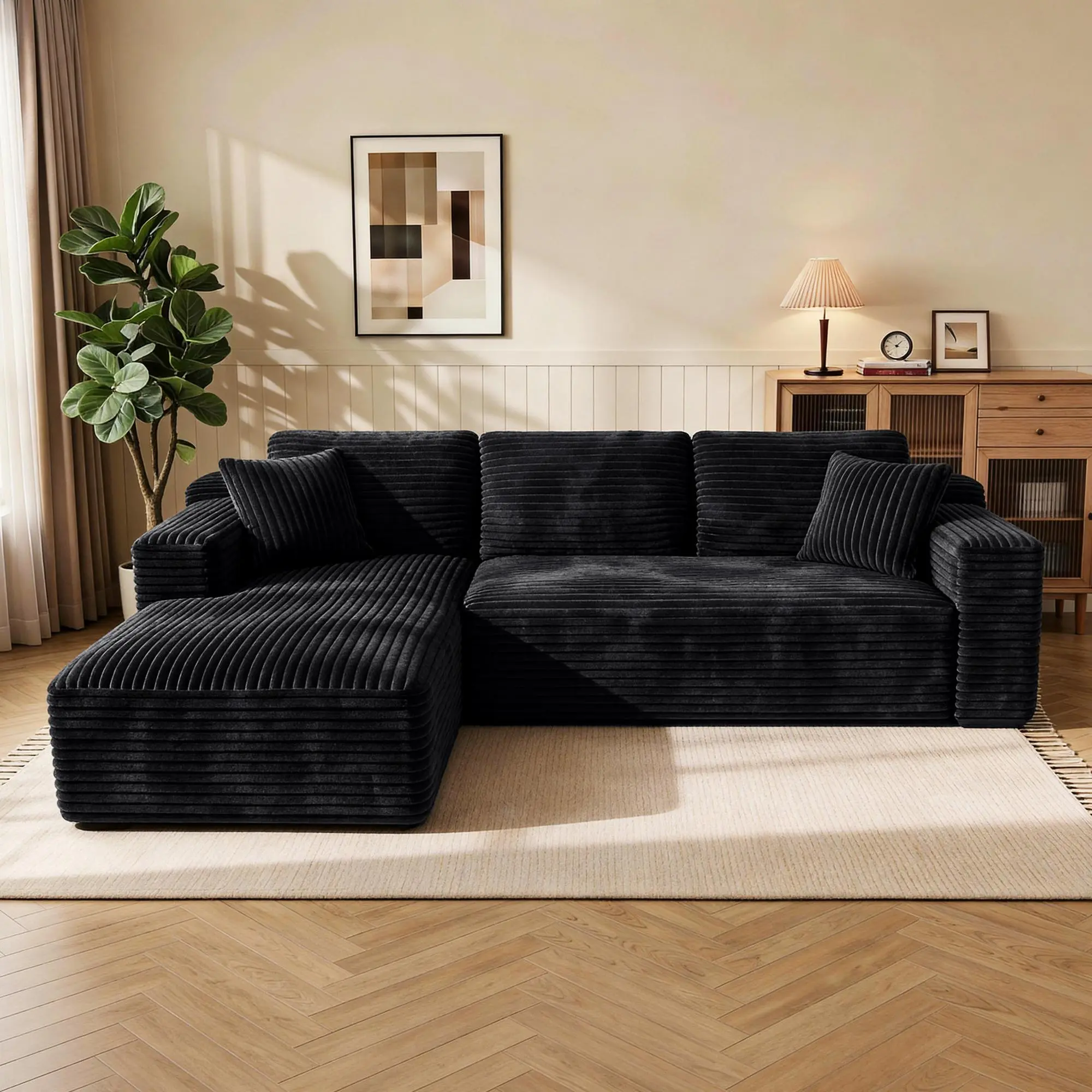 Black 96"L-Shaped Left Chaise