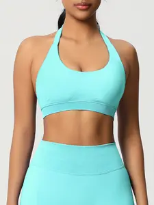 Women's Sports Bra, Halter Neck Sexy Yoga Bra, High Elastic Seamless Fitness Underwear with Padded Cups, Comfortable and Supportive, Gym Sports Bra, Workout Bra