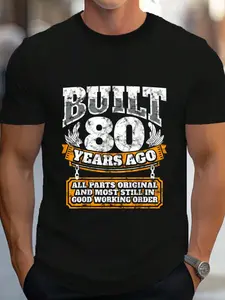 100% Cotton Funny 80th Birthday Shirt B-Day Gift Saying Age 80 Year Joke T-Shirt Women's Men's Graphic Tee Crew Neck summer vacation Tops