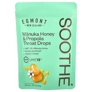 Egmont Honey Manuka Honey & Propolis Throat Drops, UMF™ 15+, 15 Drops, 3.17 oz (90 g)