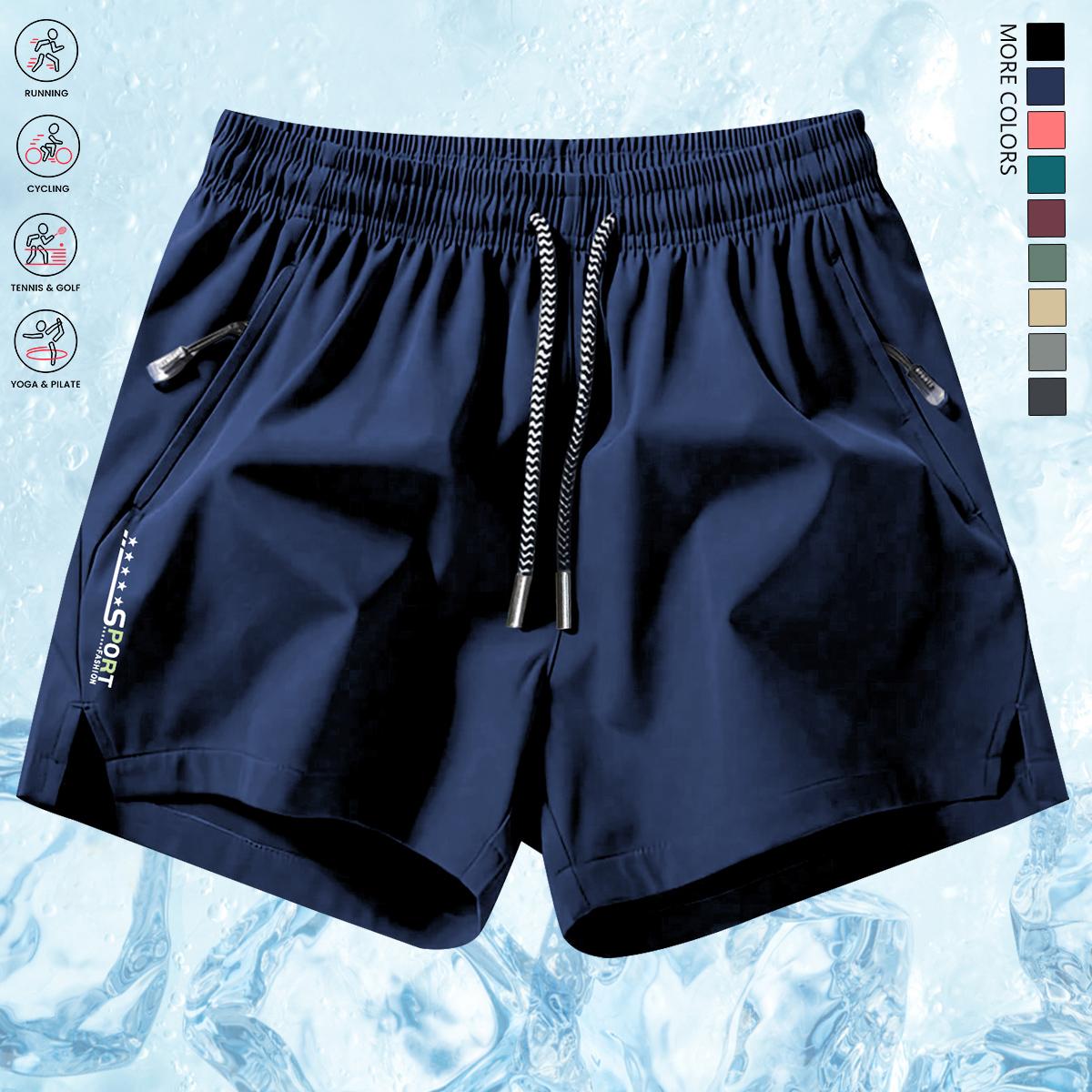Men's 3-Pack Athletic Casual Split Shorts, Breathable Quick-Dry Gym Running Sport Shorts, Mens Clothing with Letter Print, Zippered Pockets, Drawstring Waist, Lightweight for Workouts, Outdoor Wear, Breathable Sport Shorts