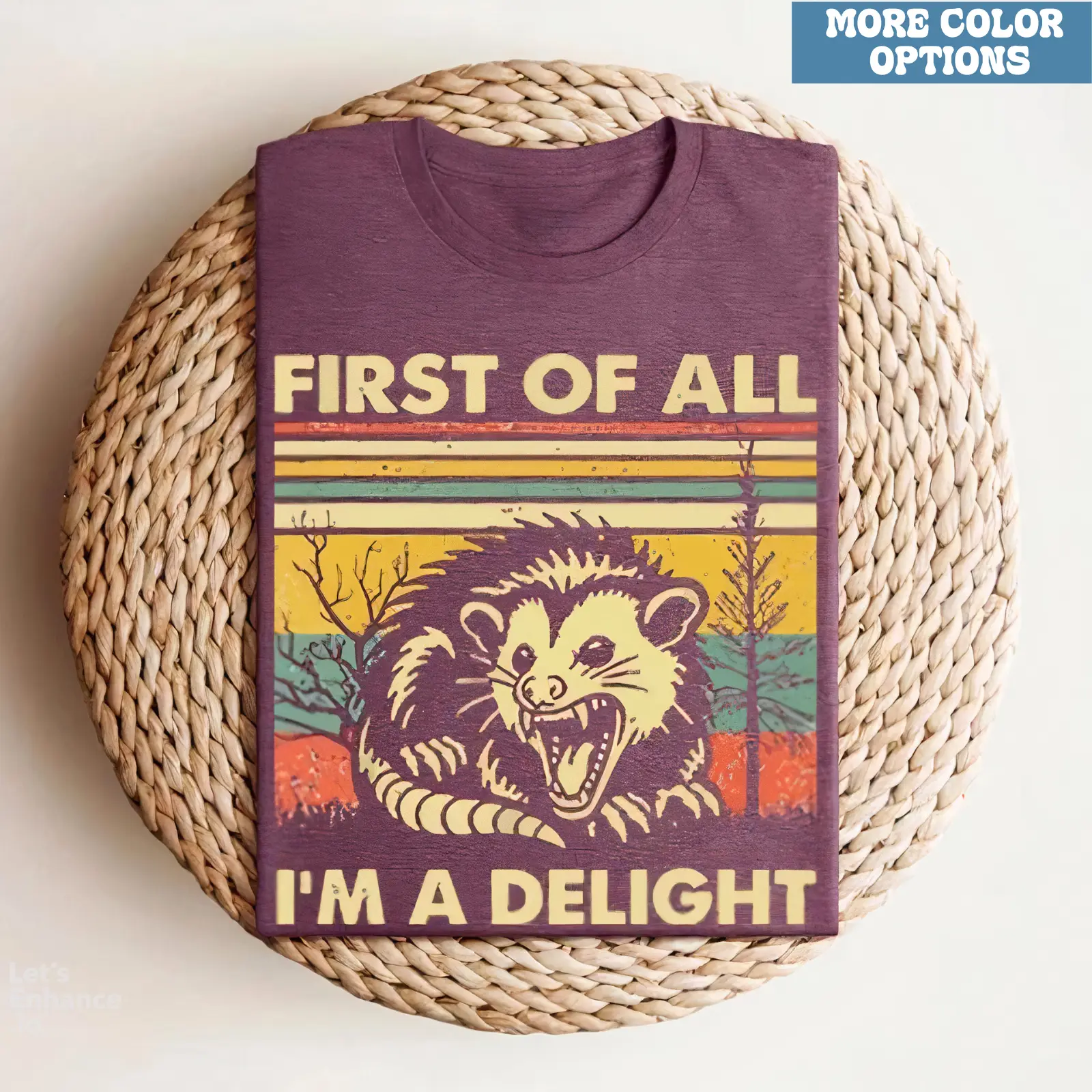 Comfort Colors First of All I'm A Delight T-Shirt, Vintage Style 90s Angry Possum Lover Tee, Retro Cute Sarcastic Tee, Gift For Lover Animal, Unisex,