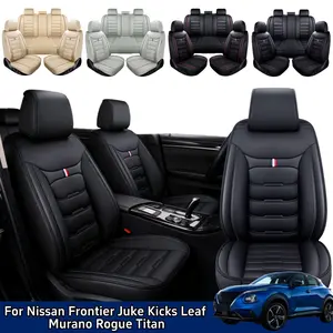 For Nissan Frontier 2009-2023/ Juke 2011-2017/ Kicks 2018-2023/ Leaf 2011-2023/ Murano 2011-2023/ Rogue 2010-2023/ Titan 2009-2023 Car 5 Seat Covers, Premium Leather Front & Rear Full Set Seat Covers Cushion, Split Rear Benches Auto Decoration Accessories