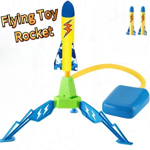 One box Outdoor Toy Eva Soft Bullet Flash Rocket Launcher, Dual Person Foot-Powered Rocket Cannon, Fun Outdoor Sports Gear