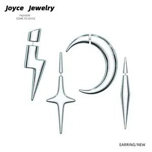New simple personality piercing earrings, fashionable and versatile, crescent moon lightning star spikes for men and women couples