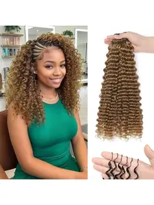 Honey Blonde Deep Wave Texture Human Crochet Hair for Black Women - 16 Inch 60g Pre‑Separated Feather Crochet Bundles, 100 Strands Invisible Real Hair Extensions