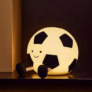 Football Shape Night Light, Rechargeable Adjustable Silicone Lamp, Durable Desk and Bedroom Decor, Soft Light Gaming Accessory