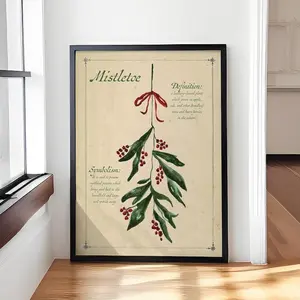 Christmas Vintage Mistletoe Wall Art, Christmas Printable Wall Art, Winter Prints Christmas Wall Art Poster, Christmas Holiday Art, Christmas Decor