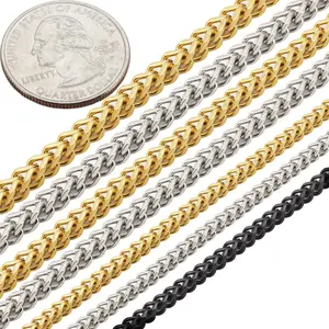 316L Stainless Steel 18k Yellow Gold Plated Black Rhodium 2.5-4mm Franco Chain Necklace Bracelet 7.5”-30”